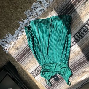 Emerald Green Velvet Swing Skater Dress